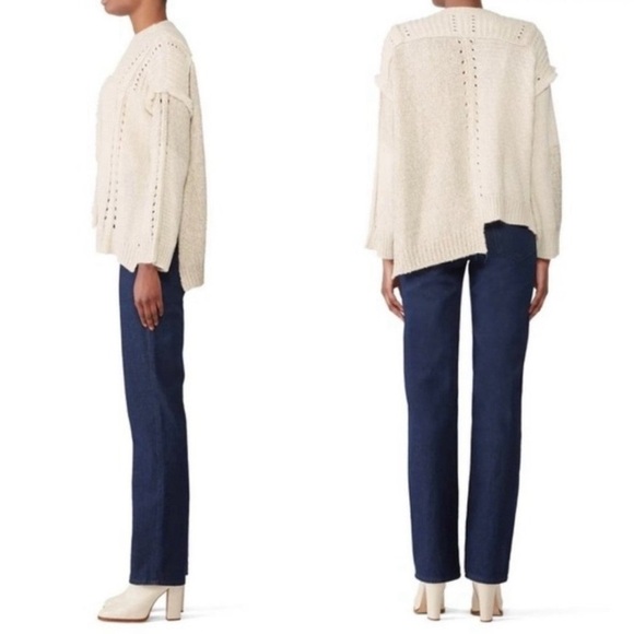 (NUDE) Tan Cream Oversized Fringe Sweater M/L - Picture 2 of 8